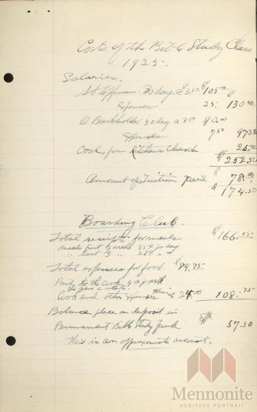 Cost of Bible Study Class 1925.JPG