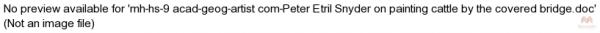 mh-hs-9 acad-geog-artist com-Peter Etril Snyder on painting cattle by the covered bridge.doc