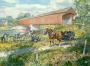 Cattle by the Covered Bridge Painting